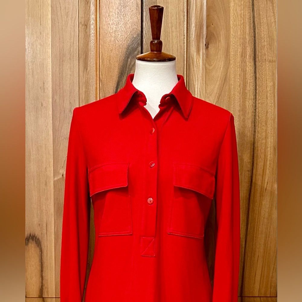 Linda Allard - Tracy Ellen - Vivid Red Jersey Knit Long-Sleeve Dress - EUC - 4 - Picture 10 of 13